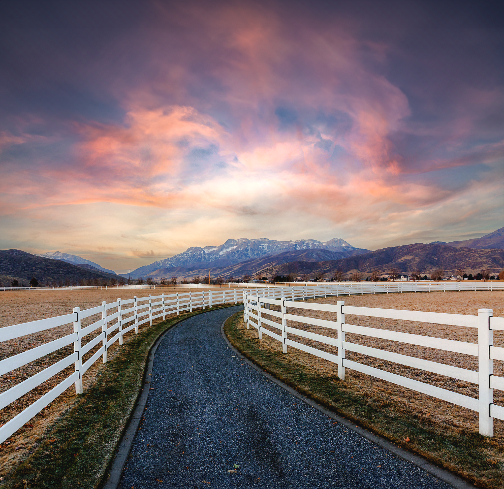 Residential white rail fence example